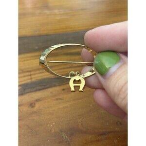 Vintage Gold Tone Aigner Brooch Pin 1”